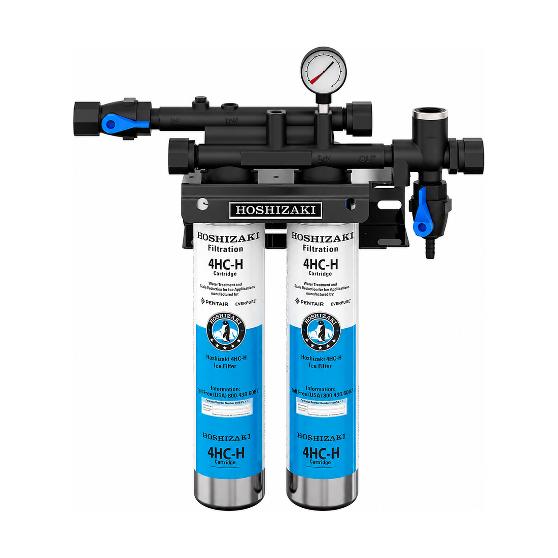 Hoshizaki H9320-52 double 4HC-H ice machine water filter system with manifold and pressure gauge
