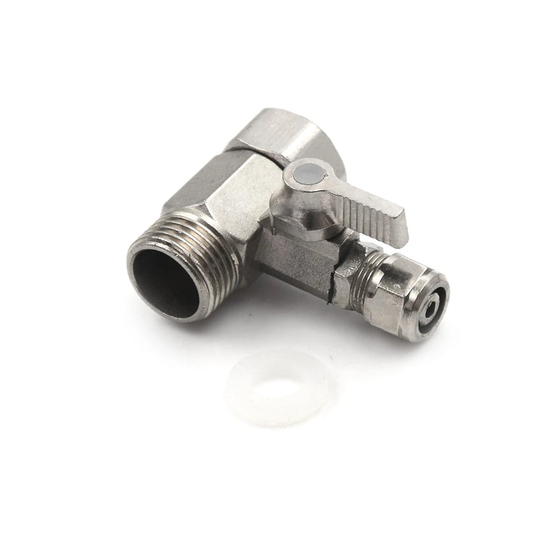 3 Way Angled Stop Valve - 1/2" F x 1/2" M x 3/8" Push Fit