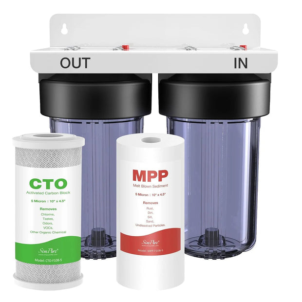 SimPure Double Jumbo 10" Filtration System with Sediment and Carbon CTO Filter - Filter Flair