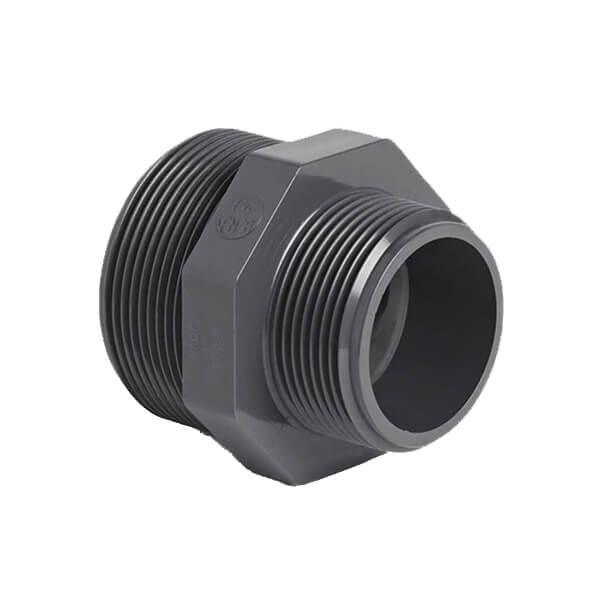 1/2" x 3/8" PVC Threaded Reducing Hex Nipple - BSP - Filter Flair