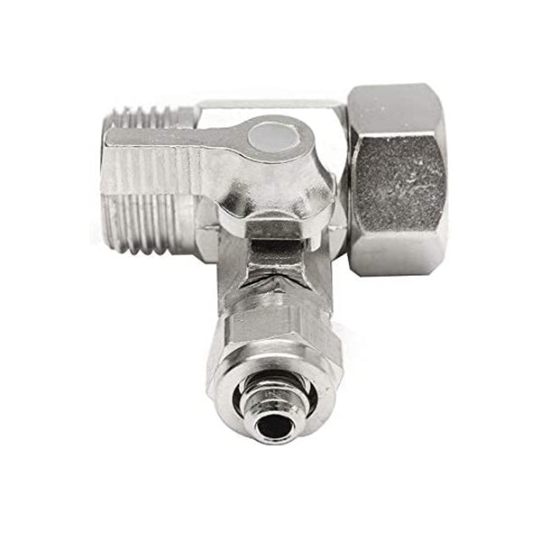 3 Way Angled Stop Valve - 1/2" F x 1/2" M x 1/4" Push Fit - Filter Flair