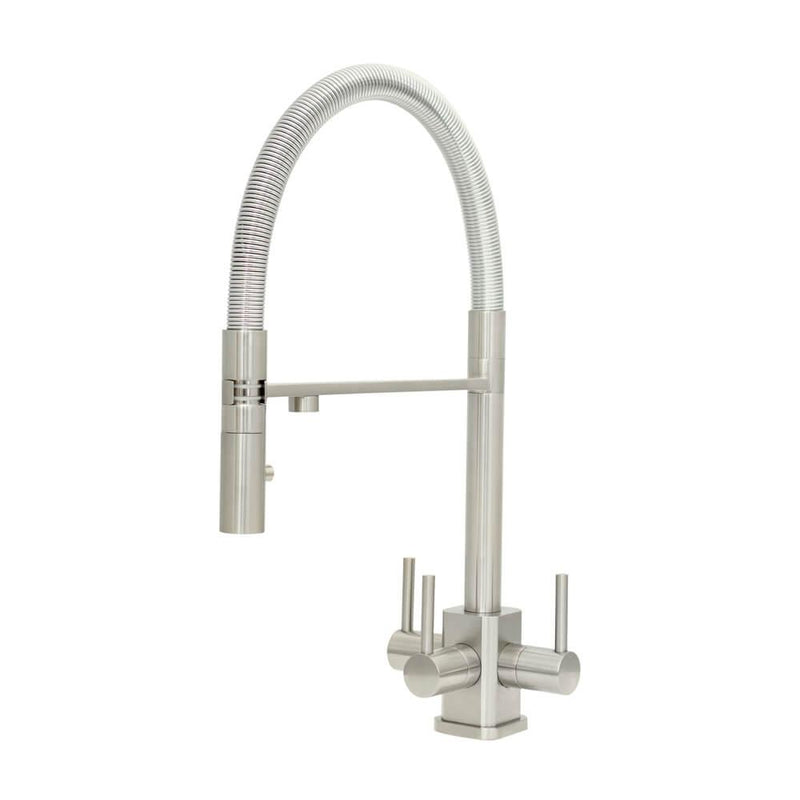 Acquapuro Aquila SQ 3 Way Mixer Tap in Brushed Steel - Filter Flair