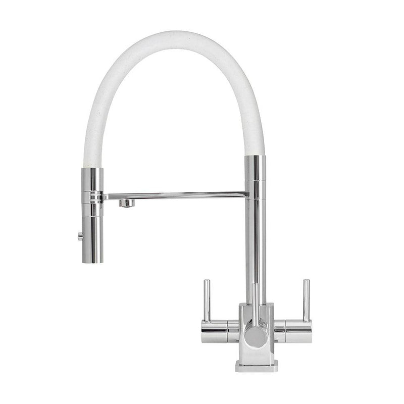 Acquapuro Aquila SQ 3 Way Mixer Tap in Chrome & White - Filter Flair