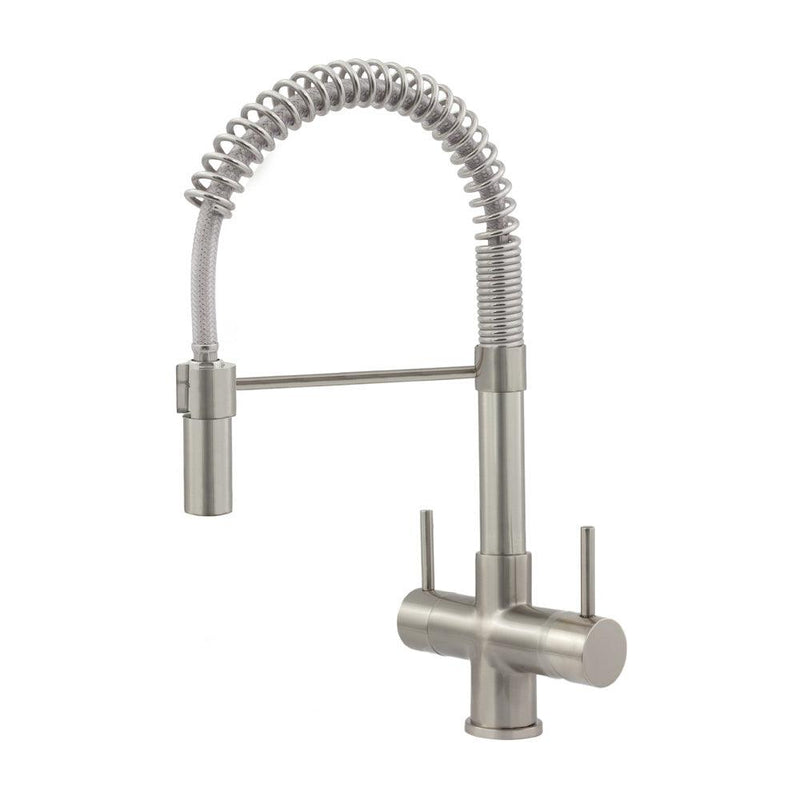 Acquapuro Milano 3 Way Filtered Water Tap in Brushed Steel - Dual Lever - Filter Flair