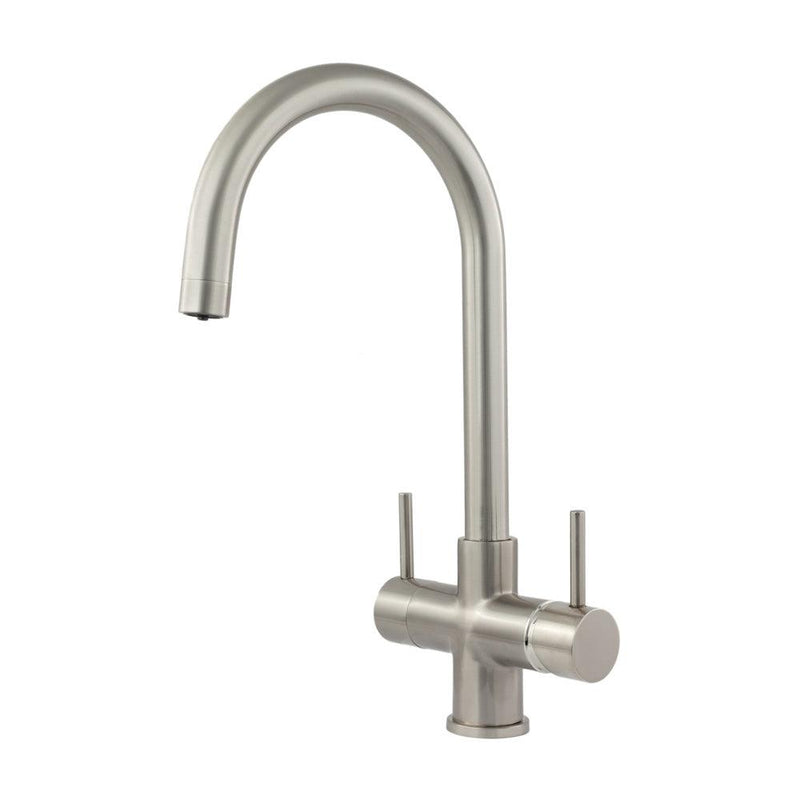 Acquapuro Verona 3-Way Filtered Water Tap in Brushed Steel - Dual Lever - Filter Flair