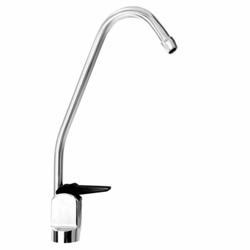 Chrome Long Reach Water Filter Tap - Black Handle