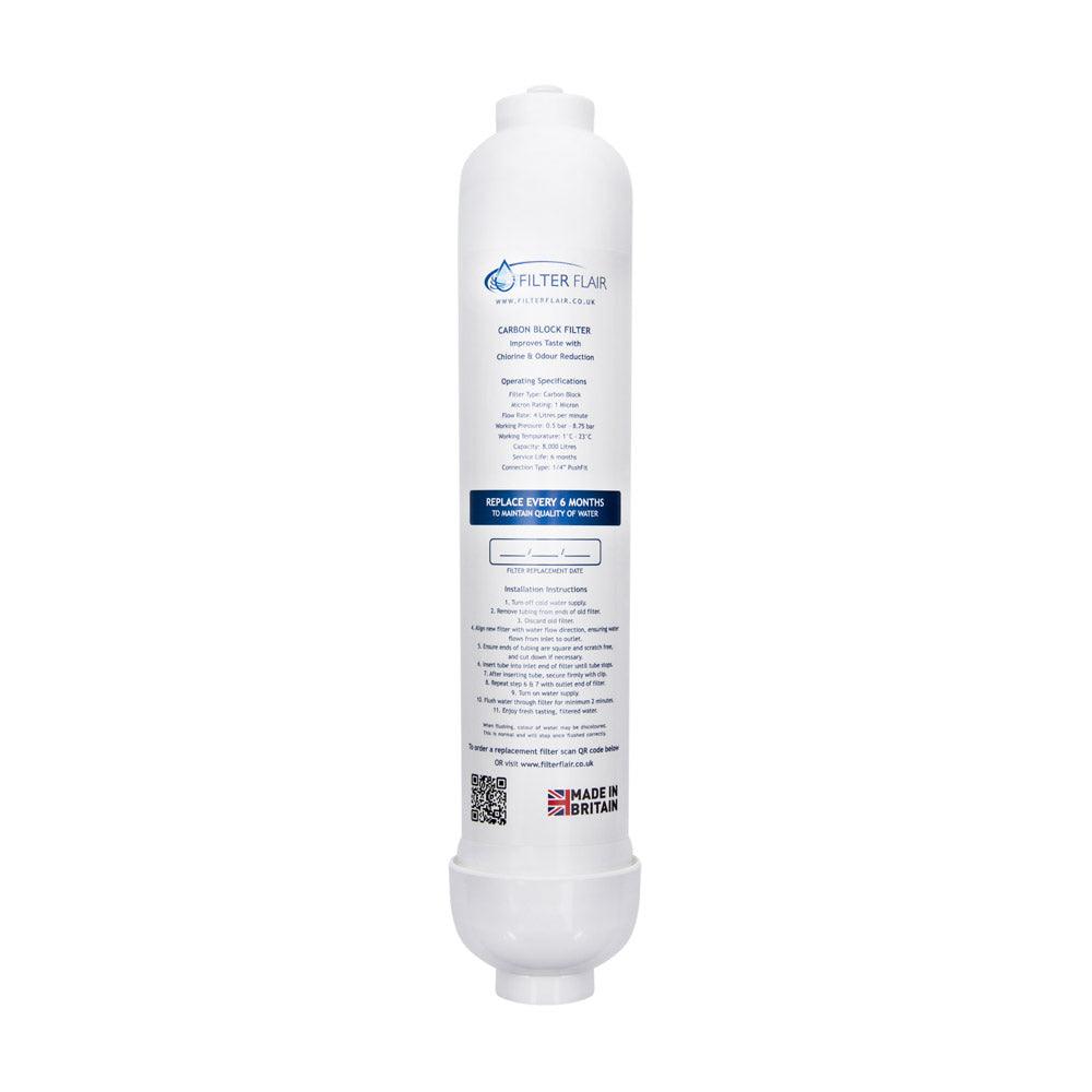 Filter Filter 1 Micron Carbon Block Water Filter - 1/4" Push Fit - Filter Flair